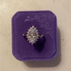 3CT Marquise Cut Lab Created Diamond Halo Ring 925 Sterling Silver